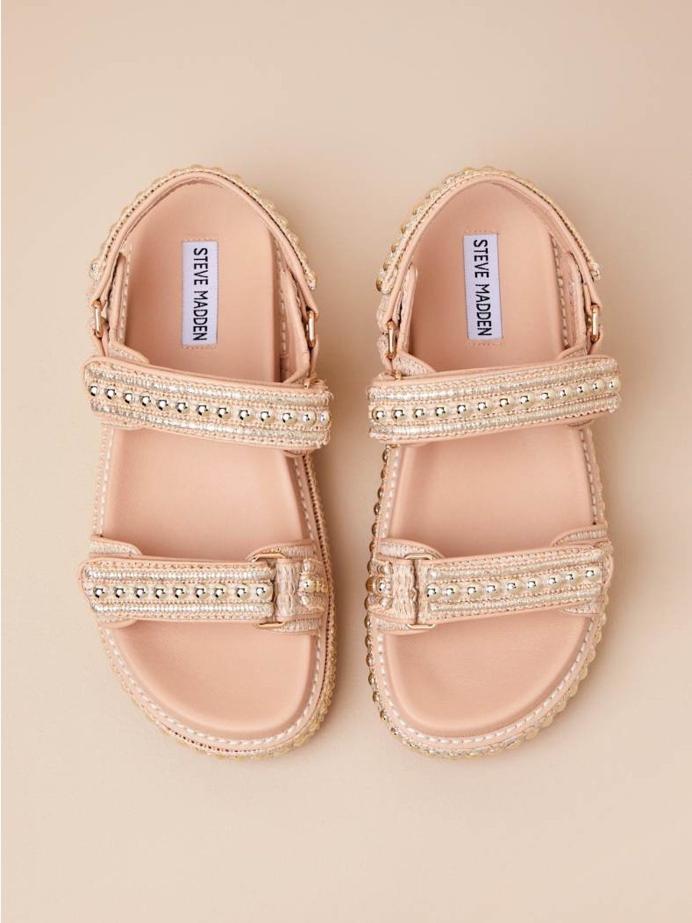 Steve Madden Big Mona Metallic Gold Multi Slingback Flatform Sandals - Picture 2 of 10